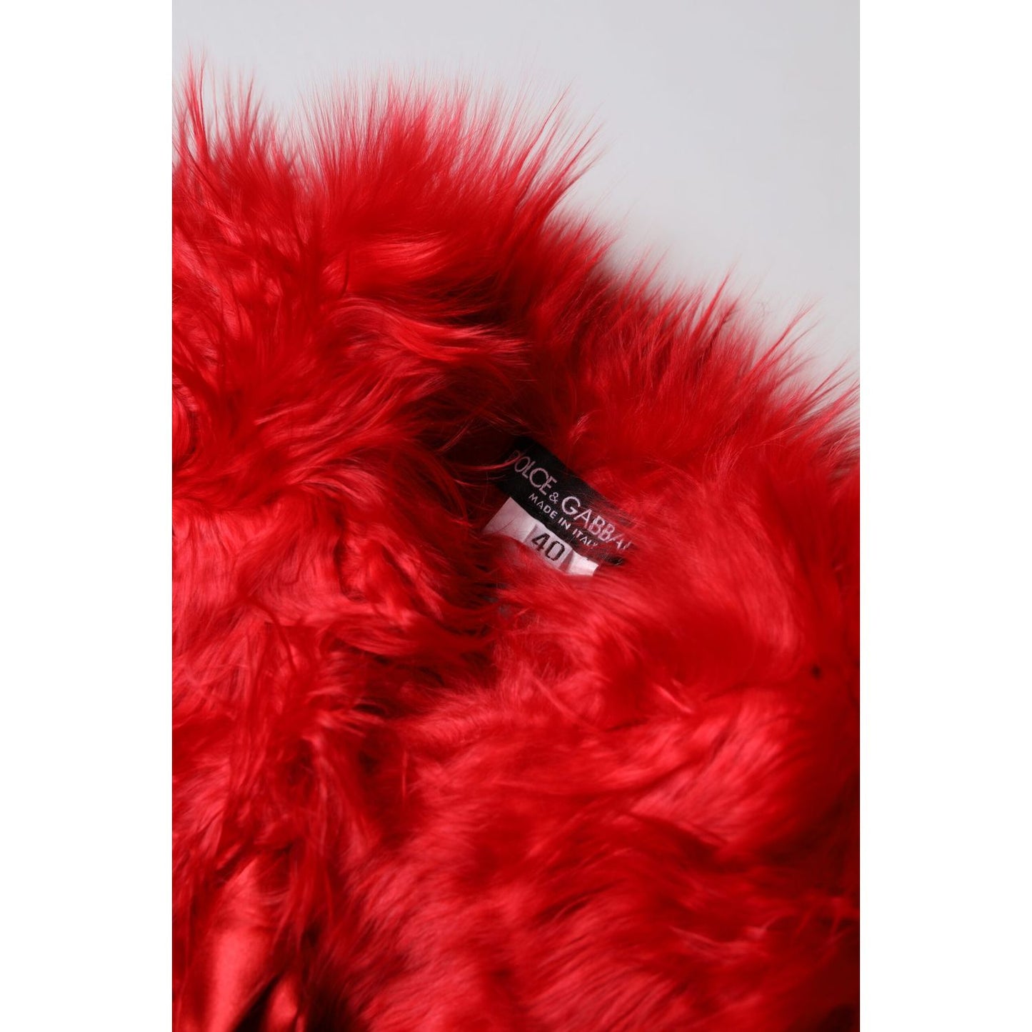 Dolce & Gabbana Red Alpaca Fur Women Neck Warmer Winter Scarf