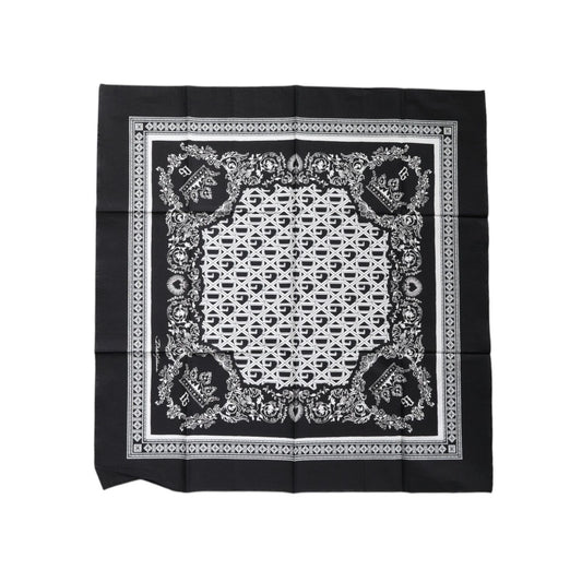 Dolce & Gabbana Black Logo Monogram Cotton Handkerchief Scarf