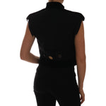Dolce & Gabbana Black Embellished Floral Military Jacket Vest TSH2410-40