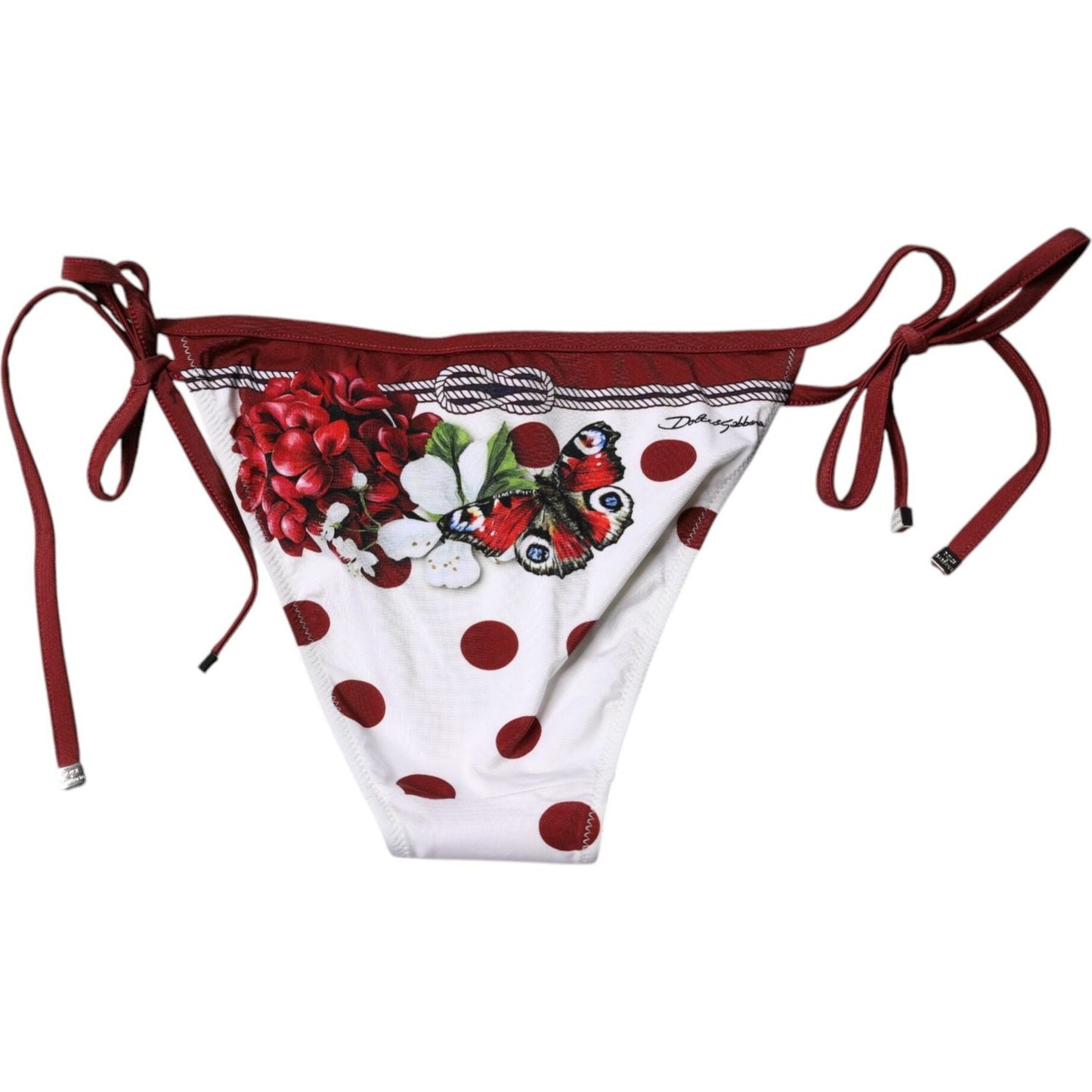 Dolce & Gabbana White Floral Print Swimsuit Bikini Bottom Swimwear BIK1943-2