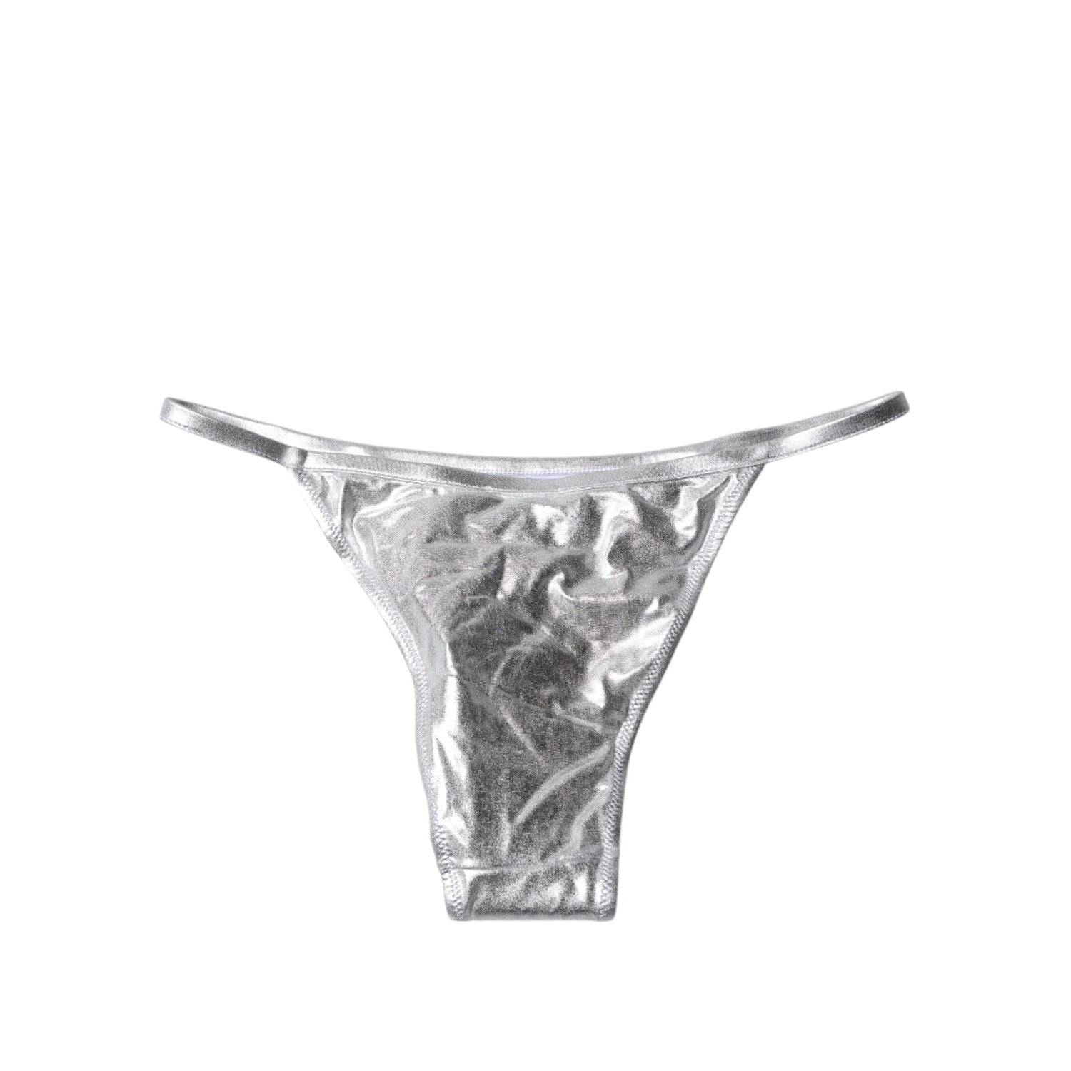 Dolce & Gabbana Silver Polyester Beachwear Bikini Bottom Swimwear