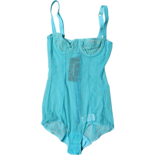 Dolce & Gabbana Blue Tulle Balconette Bra Bodysuit Underwear BIK1954-2
