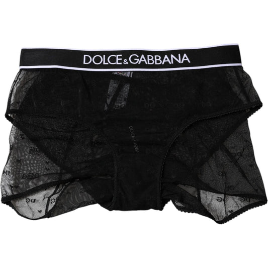 Dolce & Gabbana Black Tulle Nylon Mid Waist Panty Underwear BIK1958-2