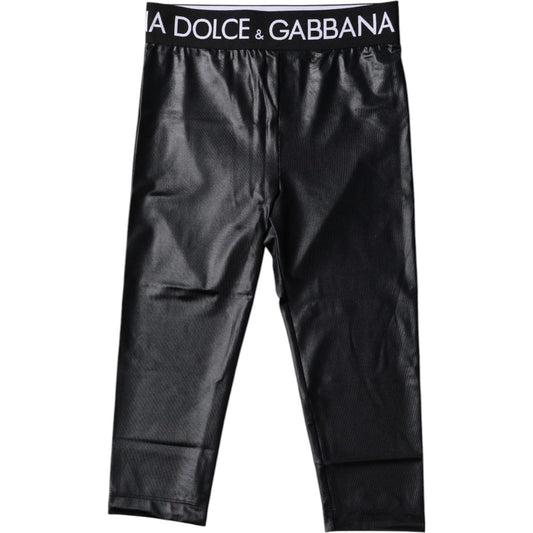Dolce & Gabbana Black Logo Nylon Cropped Tights Pants Underwear BIK1964-2