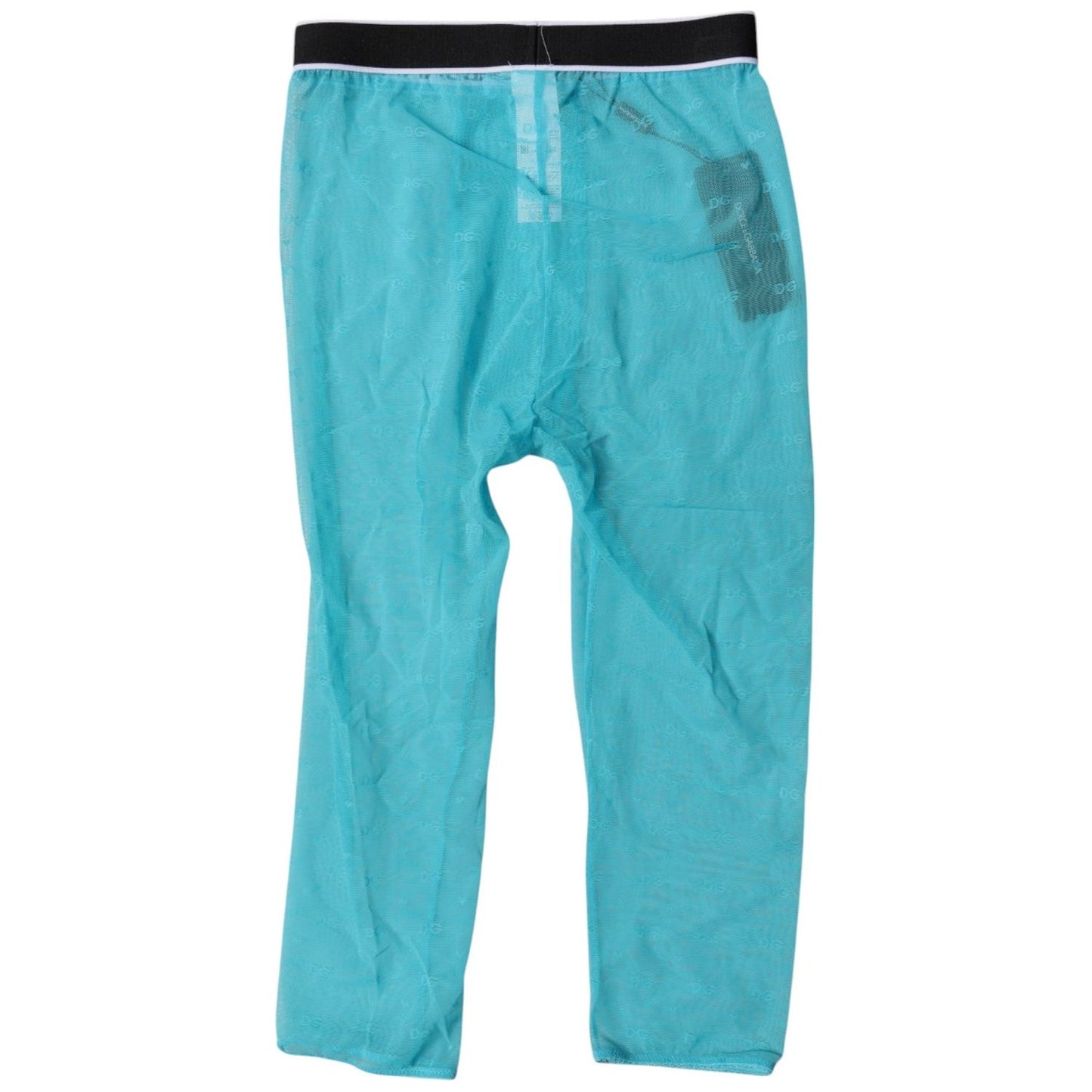 Dolce & Gabbana Light Blue DG Logo Nylon Cropped Tights Underwear BIK1981-2