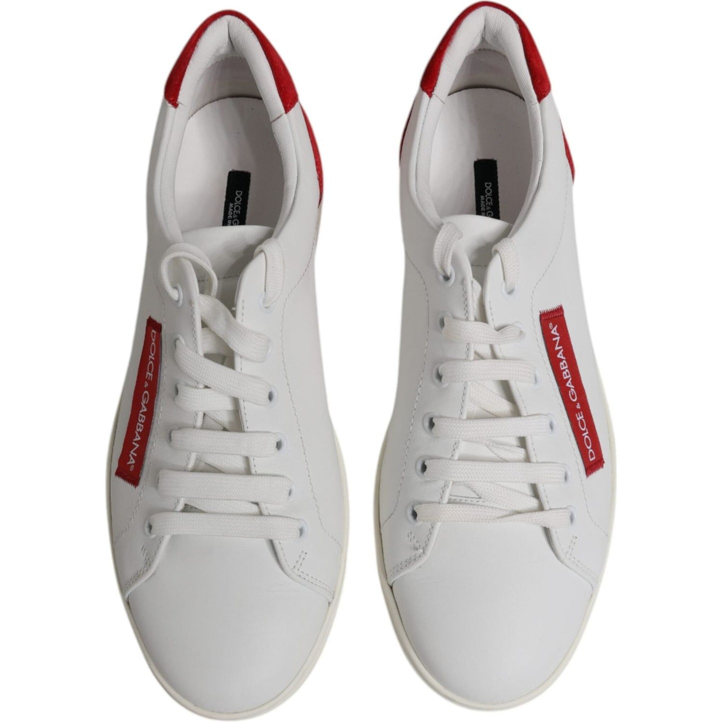 Dolce & Gabbana White Suede Leather Low Top Sneakers Shoes