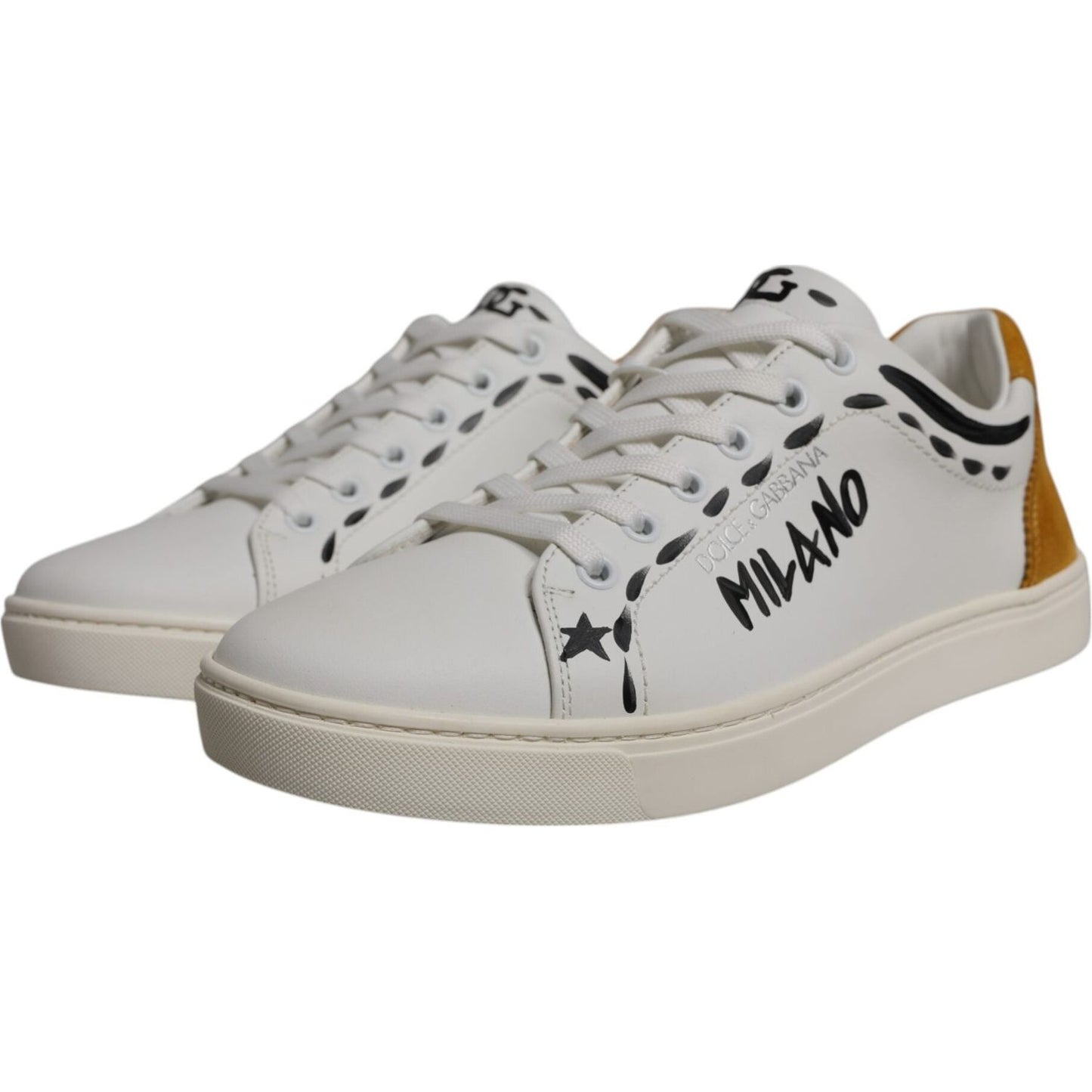 Dolce & Gabbana White Suede Leather Low Top Sneakers Shoes MV7177-39