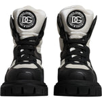 Dolce & Gabbana Black White Padded Mid Calf Lace Up Boots Shoes LA12537-39