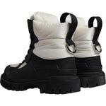 Dolce & Gabbana Black White Padded Mid Calf Lace Up Boots Shoes LA12537-39
