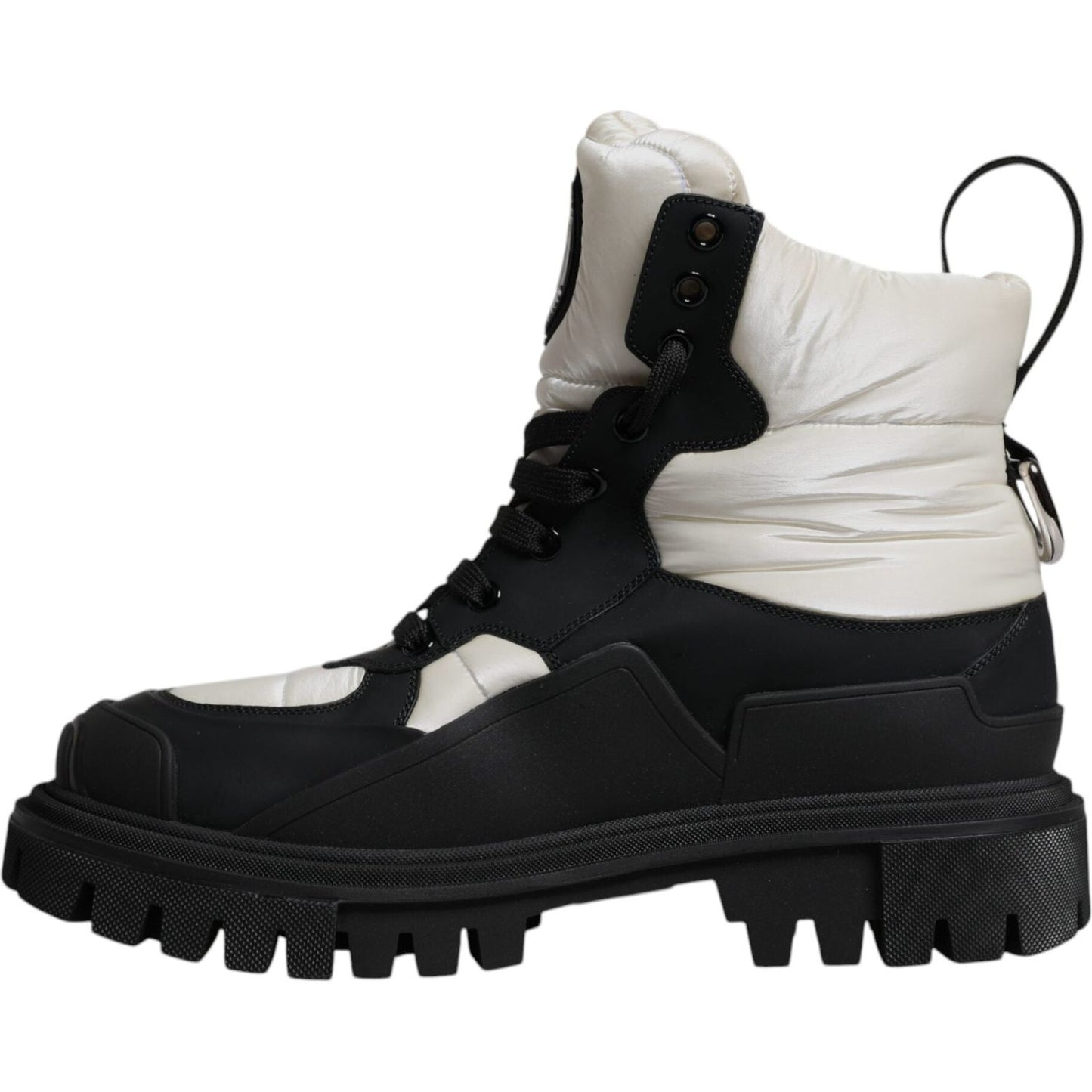 Dolce & Gabbana Black White Padded Mid Calf Lace Up Boots Shoes LA12537-39