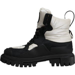 Dolce & Gabbana Black White Padded Mid Calf Lace Up Boots Shoes LA12537-39