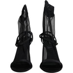 Dolce & Gabbana Black Tulle Stretch Heels Sandals Shoes LA12536-39