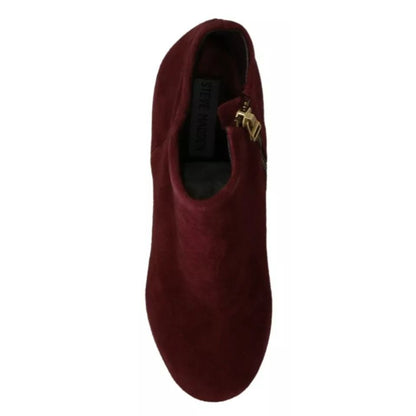 Steve Madden Maroon Blush Velvet Suede Penelope Ankle Boots Shoes