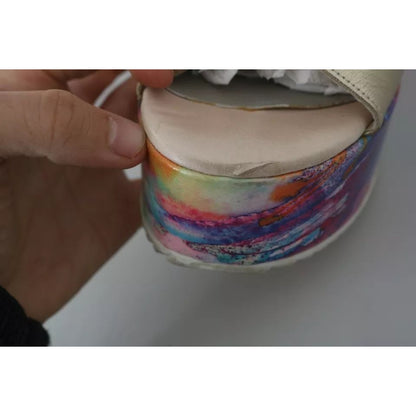 EBARRITO Multicolor Leather Ankle Strap Wedge Heel Sandals Shoes