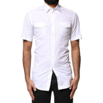Dolce & Gabbana White GOLD Button Down Casual Men Polo Shirt TSH878534-37