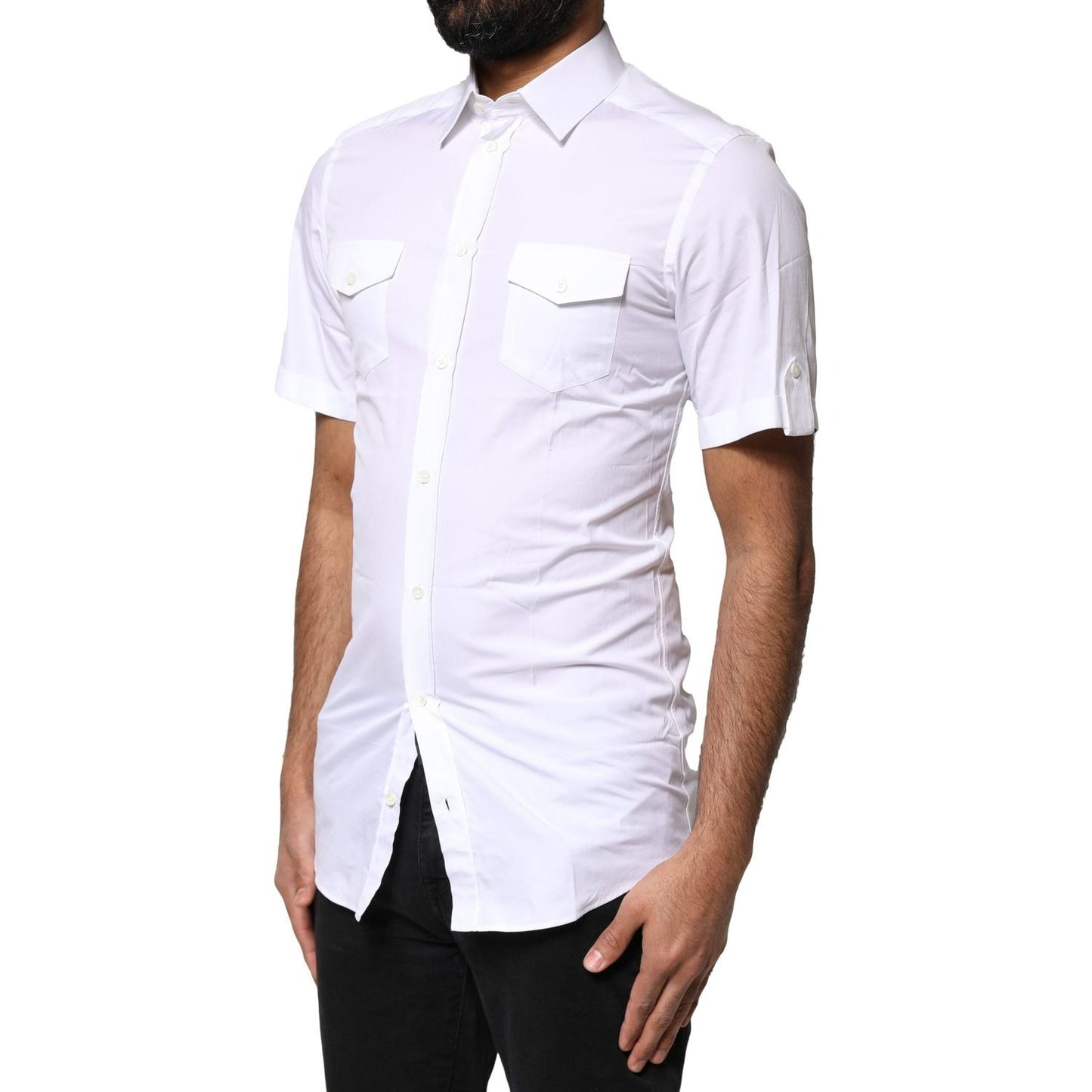 Dolce & Gabbana White GOLD Button Down Casual Men Polo Shirt TSH878534-37