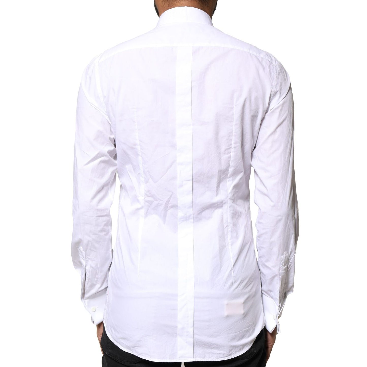 Dolce & Gabbana White GOLD CottonPoplin Bib Formal Dress Shirt