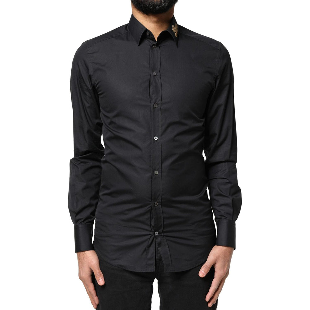 Dolce & Gabbana Black Love Embroidery GOLD Formal Dress Shirt TSH83810-37