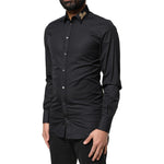 Dolce & Gabbana Black Love Embroidery GOLD Formal Dress Shirt TSH83810-37
