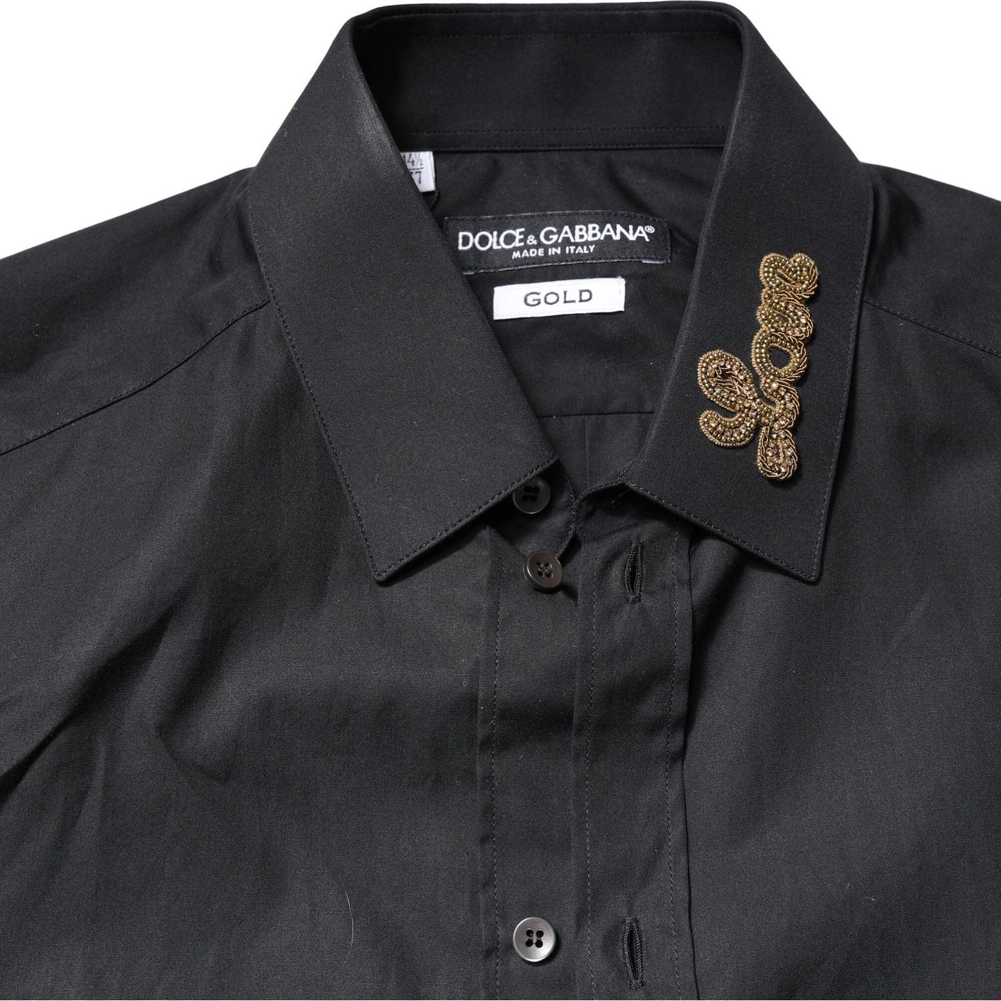 Dolce & Gabbana Black Love Embroidery GOLD Formal Dress Shirt TSH83810-37