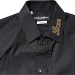 Dolce & Gabbana Black Love Embroidery GOLD Formal Dress Shirt TSH83810-37