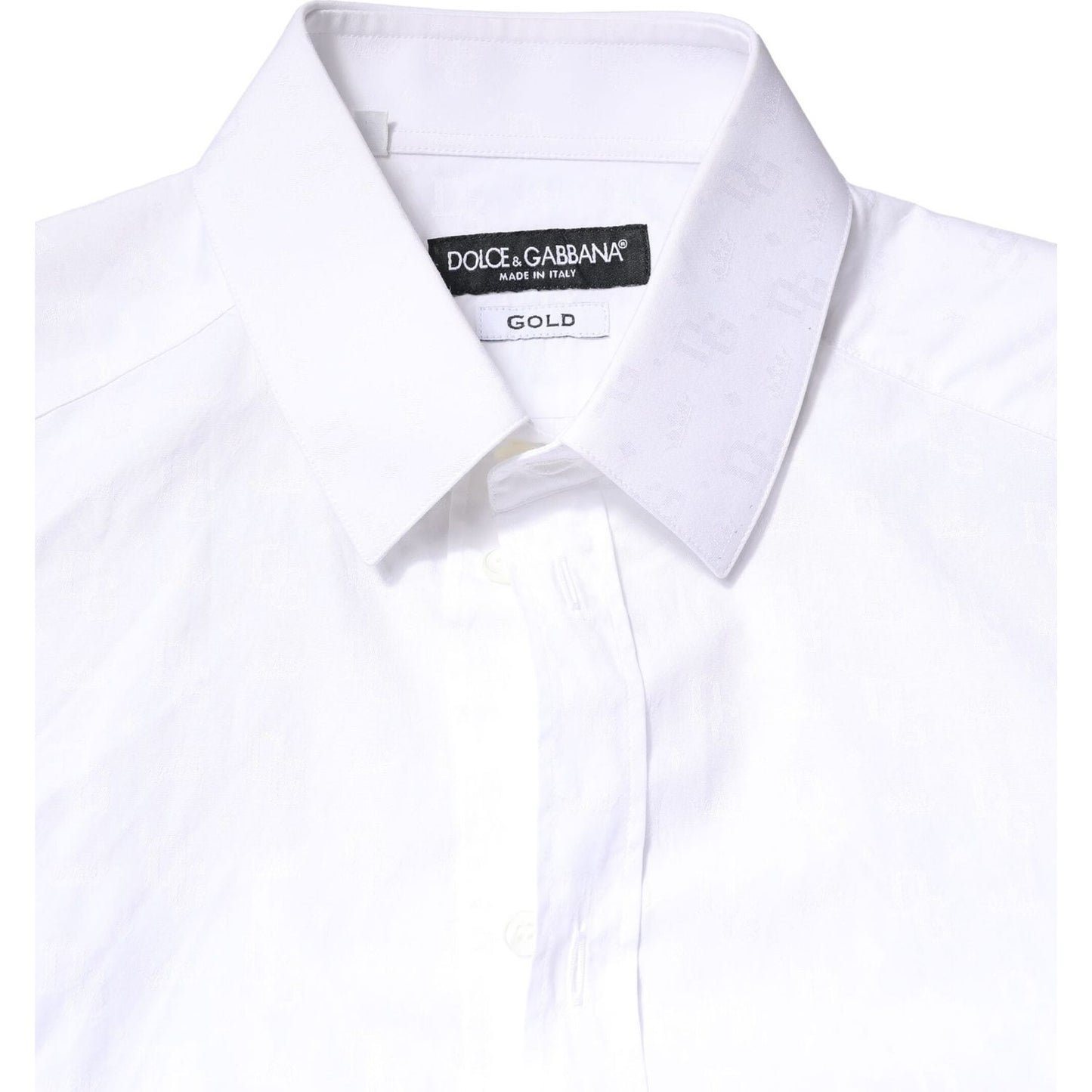 Dolce & Gabbana White GOLD Cotton Long Sleeves Dress Shirt
