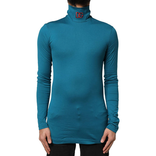 Dolce & Gabbana Blue Cotton Turtleneck Long Sleeves Sweater TSH83658-44