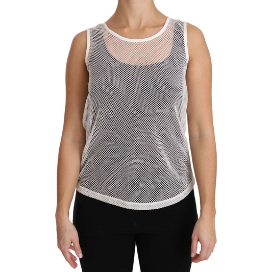Dolce & Gabbana White Net Transparent Sleeveless Tank Top TSH2963-36
