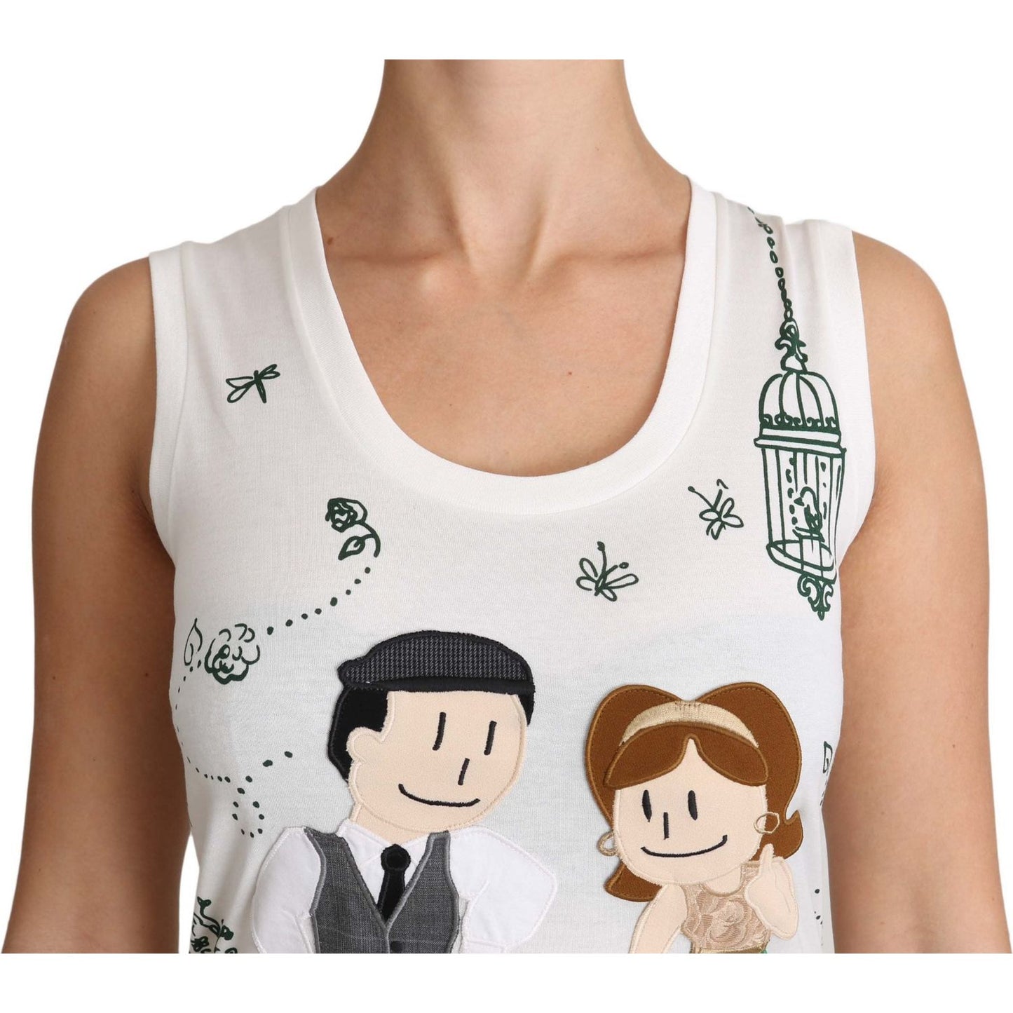 Dolce & Gabbana White Cotton #dgfamily Sleeveless Shirt Tank Top TSH3162-36