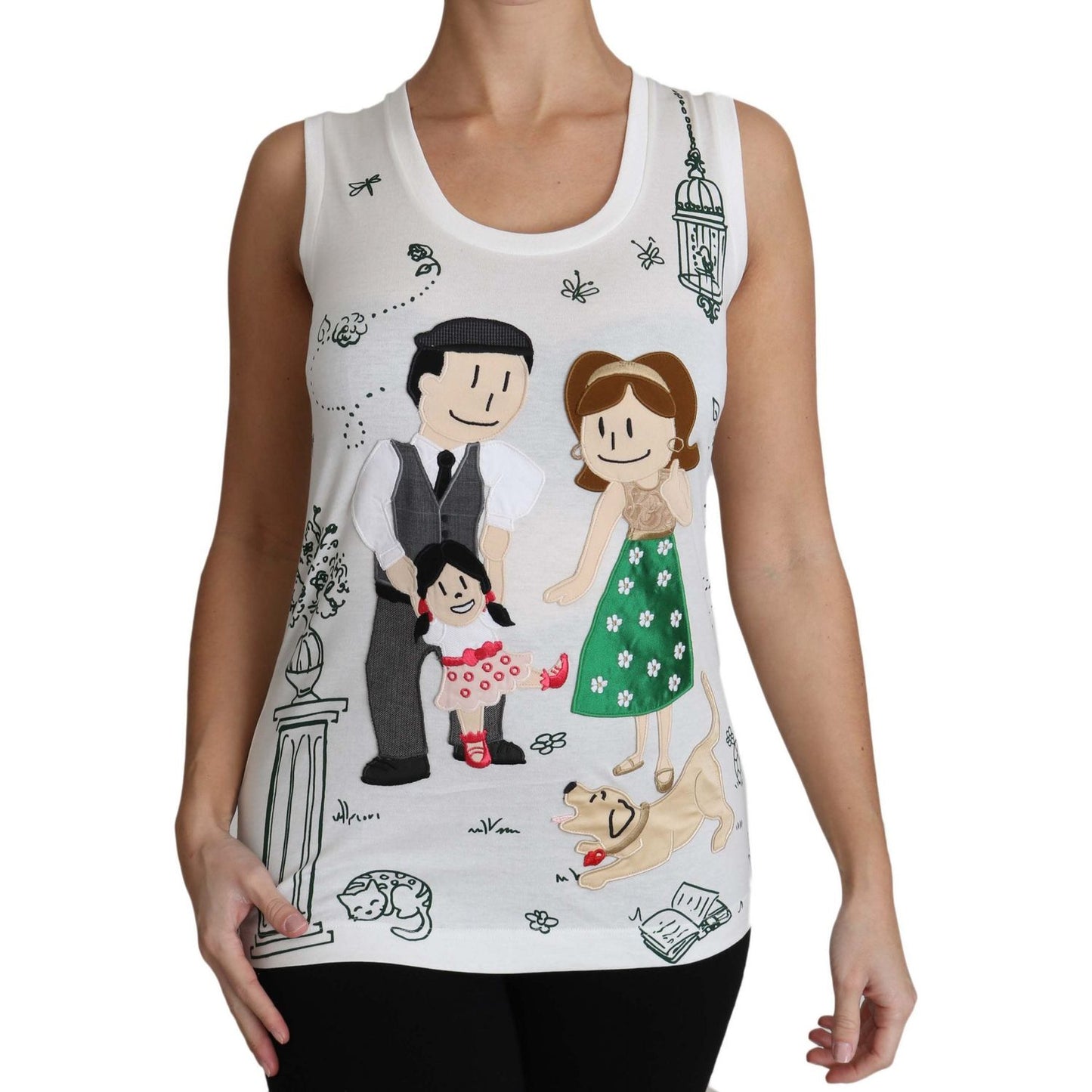Dolce & Gabbana White Cotton #dgfamily Sleeveless Shirt Tank Top TSH3162-36
