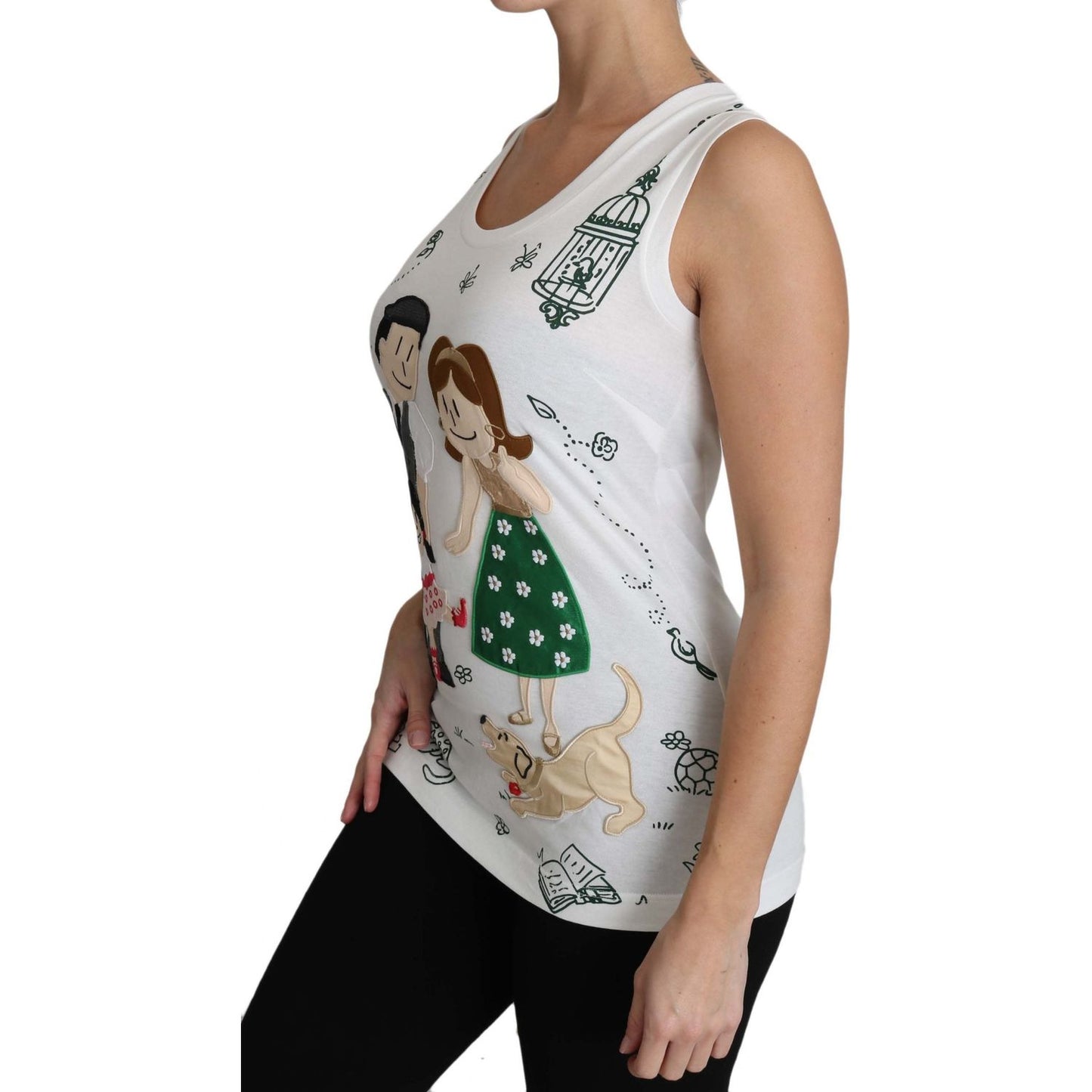 Dolce & Gabbana White Cotton #dgfamily Sleeveless Shirt Tank Top TSH3162-36