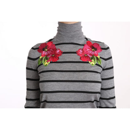 Dolce & Gabbana Gray Cashmere Silk Turtleneck Sweater