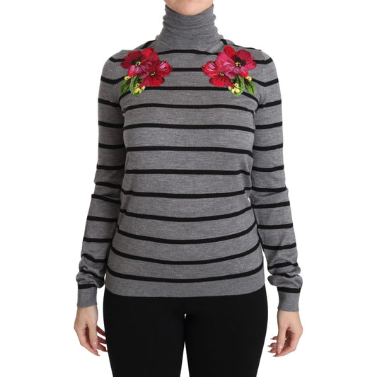Dolce & Gabbana Gray Cashmere Silk Turtleneck Sweater TSH2985-38