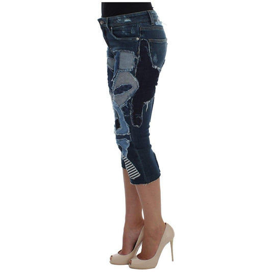 Dolce & Gabbana Stretch Blue Patchwork Jeans Shorts SIG20531-1