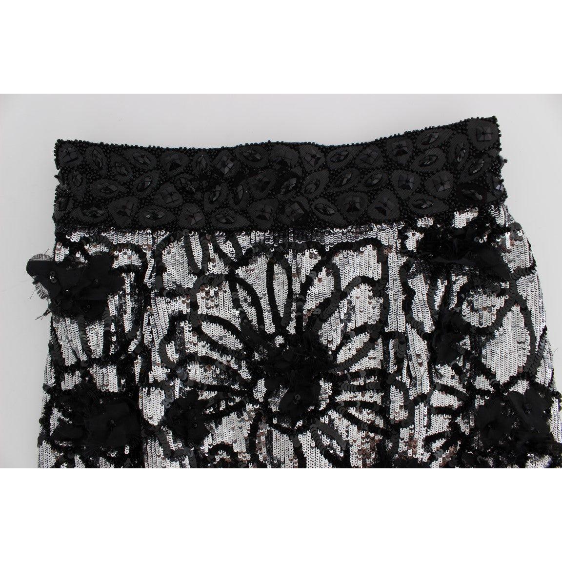 Dolce & Gabbana Black Crystal Sequined Mini Shorts