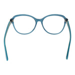 Guess Turquoise Women Glasses Frame, acetate full-rim design with demo plastic lenses, round style, spring hinge, size 55-16-140.