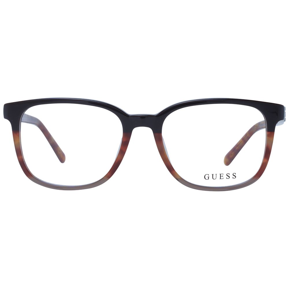 Guess Brown Men Glasses Frame in acetate with square shape and full-rim style.
