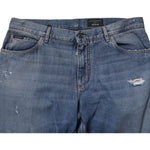 Dolce & Gabbana Blue Tattered Cotton Straight Denim Jeans PAN75209-56