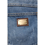 Dolce & Gabbana Blue Tattered Cotton Straight Denim Jeans PAN75209-56