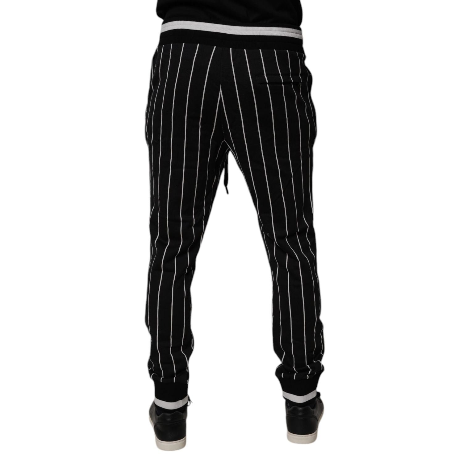Dolce & Gabbana Black White Stripes Jogger Sweatpants Pants