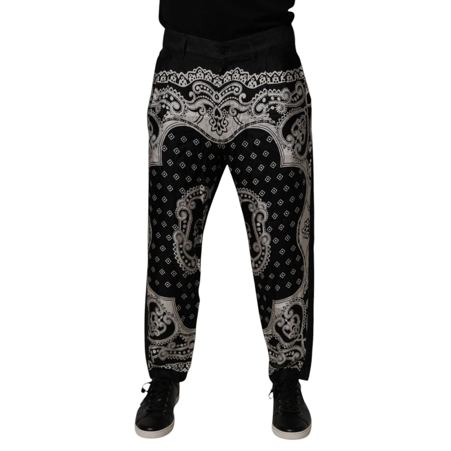 Dolce & Gabbana Black Bandana Cotton Skinny Denim Jeans