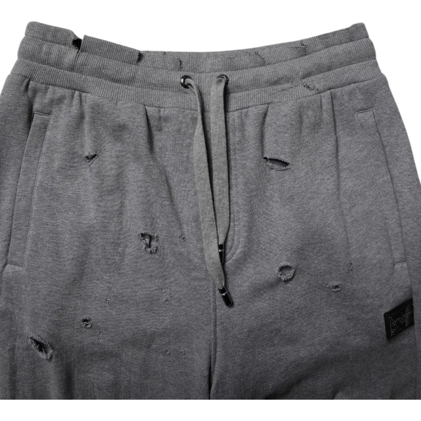Dolce & Gabbana Gray Cotton RipStyle Straight Sweatpants Pants PAN76006-48