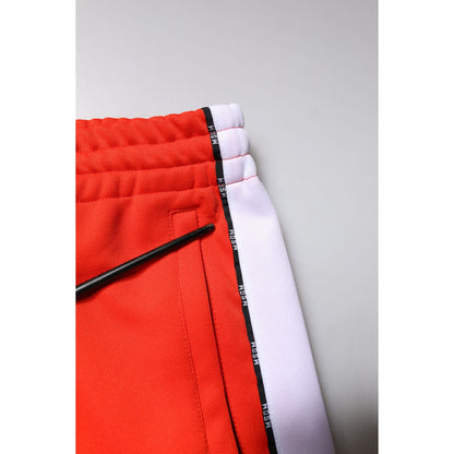 MSGM Red White Mid Waist Men Jogger Sweatpants Pants