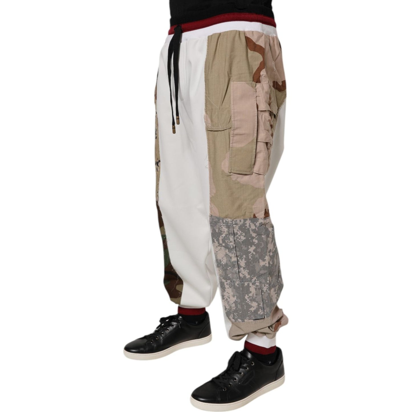 Dolce & Gabbana White Camouflage Patchwork Sweatpants Pants PAN76055-56