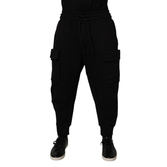 Dolce & Gabbana Black Cotton Men Cargo Jogger Sweatpants Pants