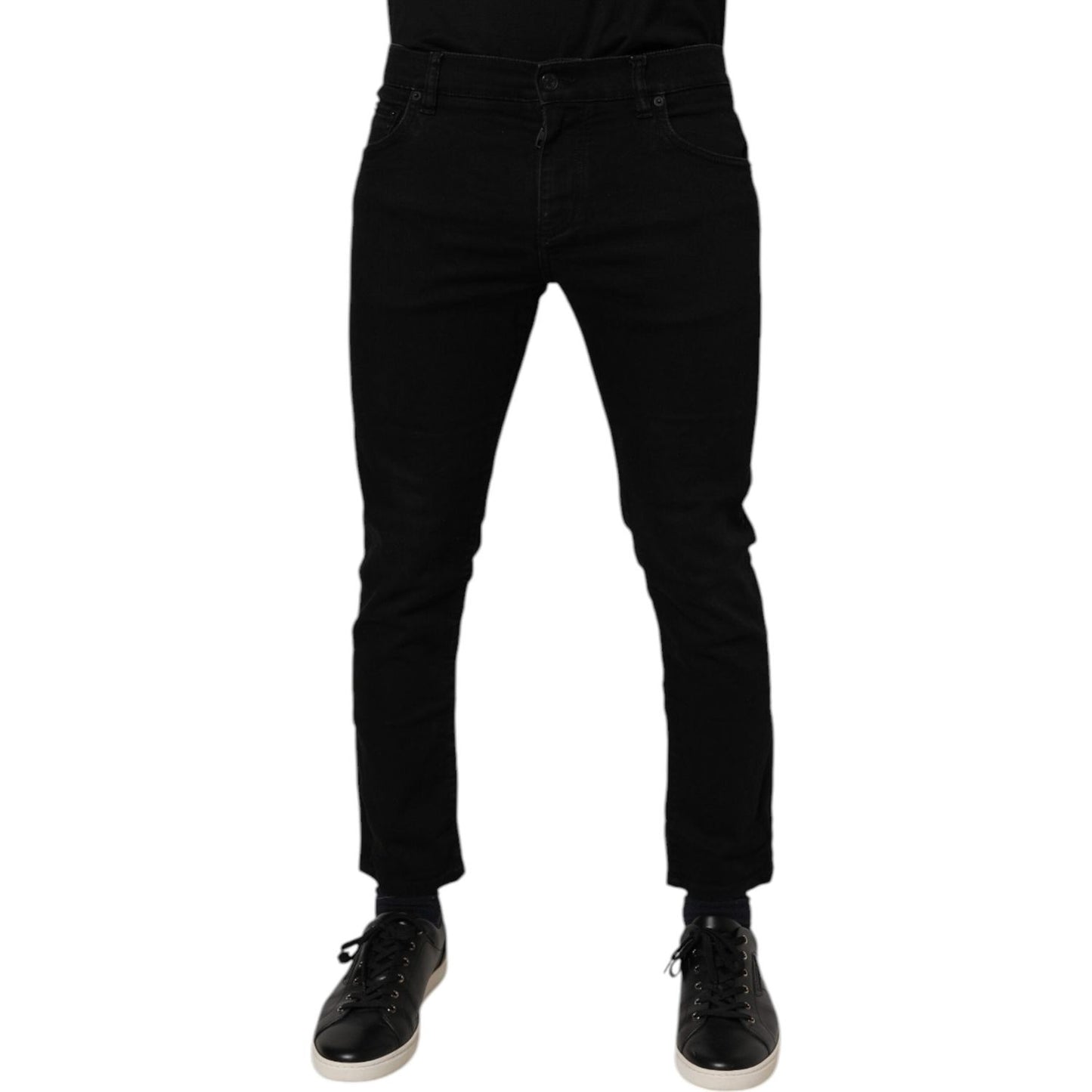 Dolce & Gabbana Black Cotton Stretch Skinny Men Denim Jeans PAN76111-50