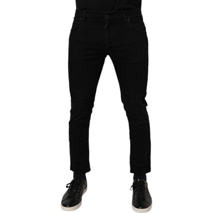 Dolce & Gabbana Black Cotton Stretch Skinny Men Denim Jeans