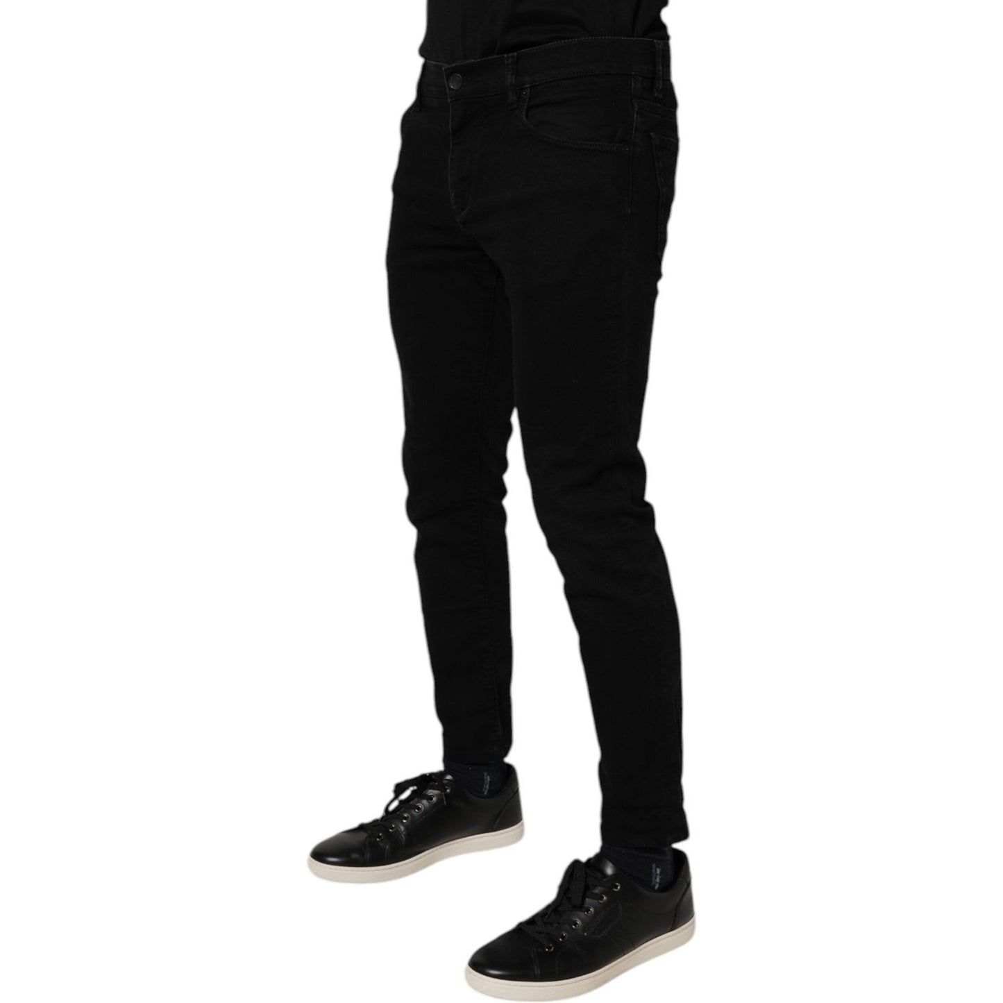 Dolce & Gabbana Black Cotton Stretch Skinny Men Denim Jeans PAN76111-50