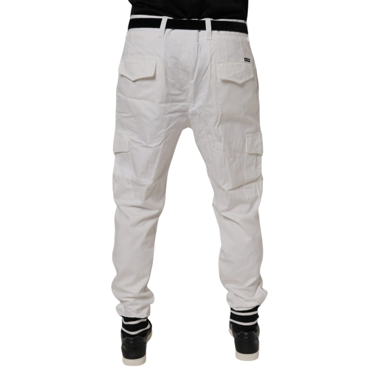 Dolce & Gabbana White Cotton Jogger Cargo Skinny Pants
