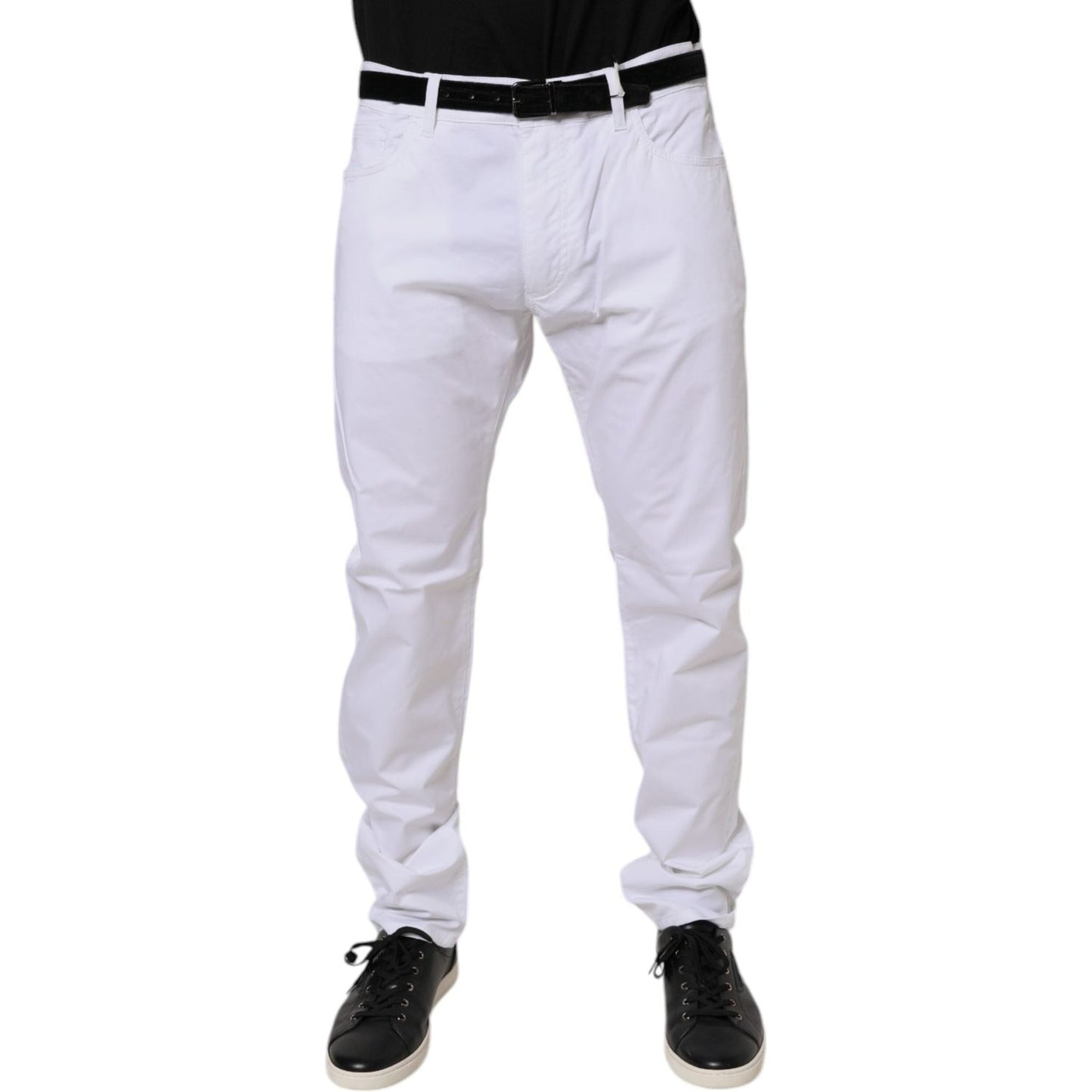 Dolce & Gabbana White Cotton Stretch Skinny Dress Formal Pants PAN76117-54